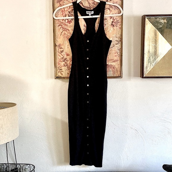 NEW REVOLVE ABOUT US STRETCH BLACK RIBBED BODYCON MIDI DRESS XS - Picture 2 of 16